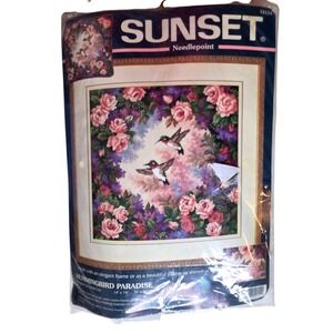 Sunset Needlepoint Hummingbird Paradise Kit 12154 Lena Liu Floral 14x14